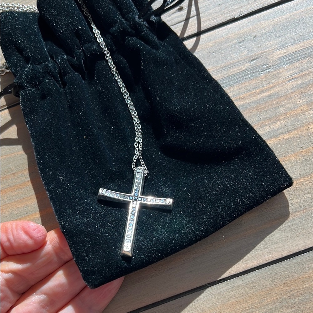 Brighton Silver and Black Pendant Necklace with Cross Design